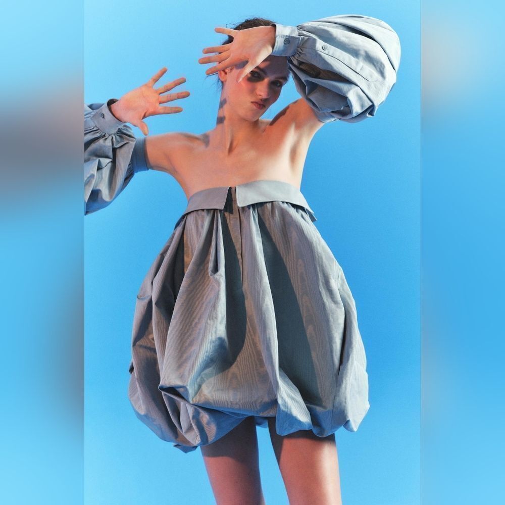 NWT ZARA ATELIER BALLOON DRESS WITH SLEEVES ZARA ICONS LIMITED EDITION blue - Picture 3 of 17